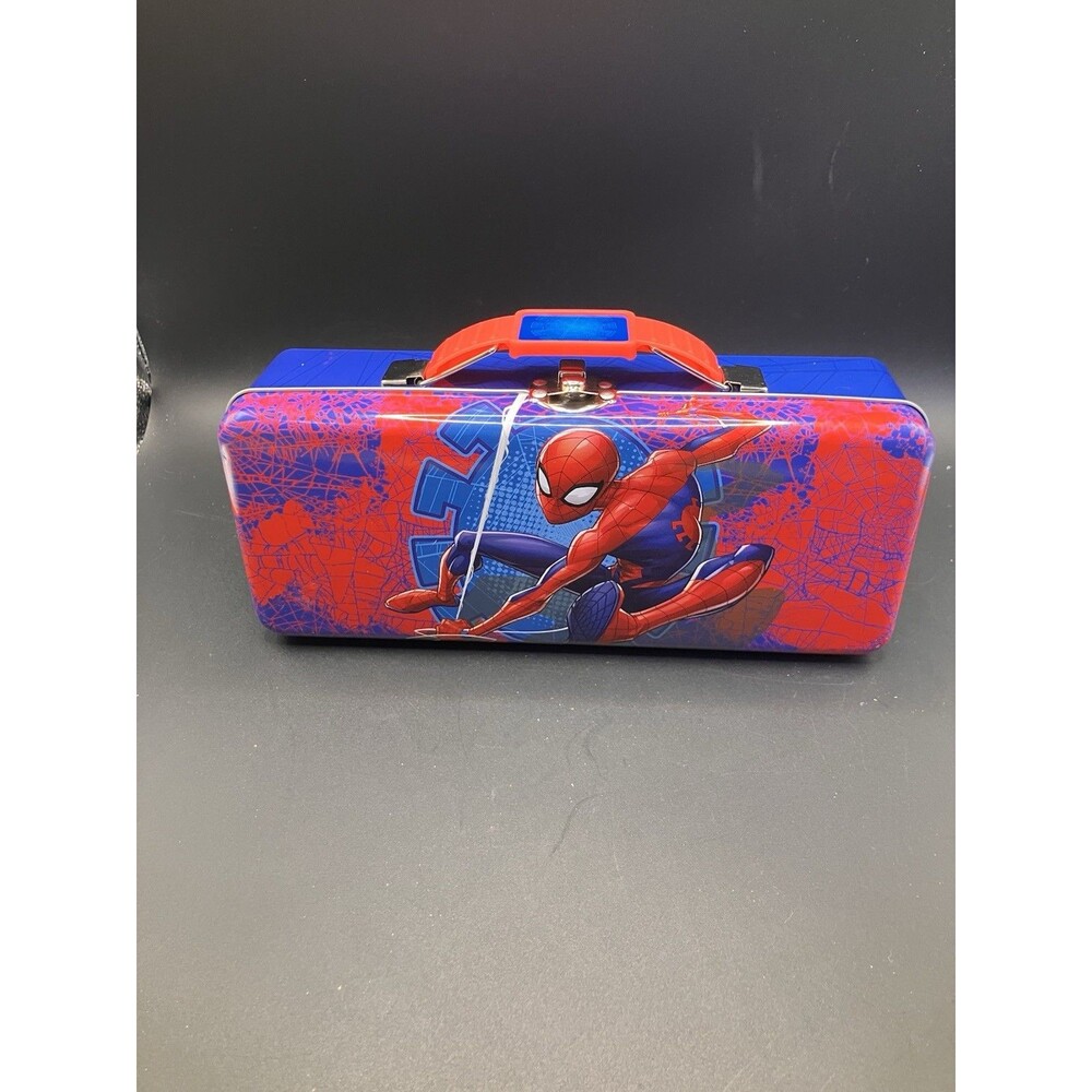 Metal Marvel Spiderman Tool Box Tin For School Supplies Pencil Pens Super Hero
